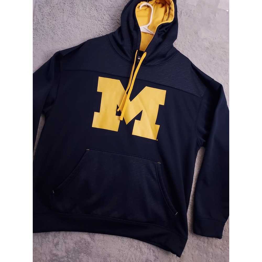 Michigan Wolverines Hoodie Mens‎ Extra Large Champion Blue Fleece Drawstring XL